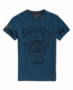 Superdry Motor Club Mid Férfi Pólók Kék | NEYGP2458